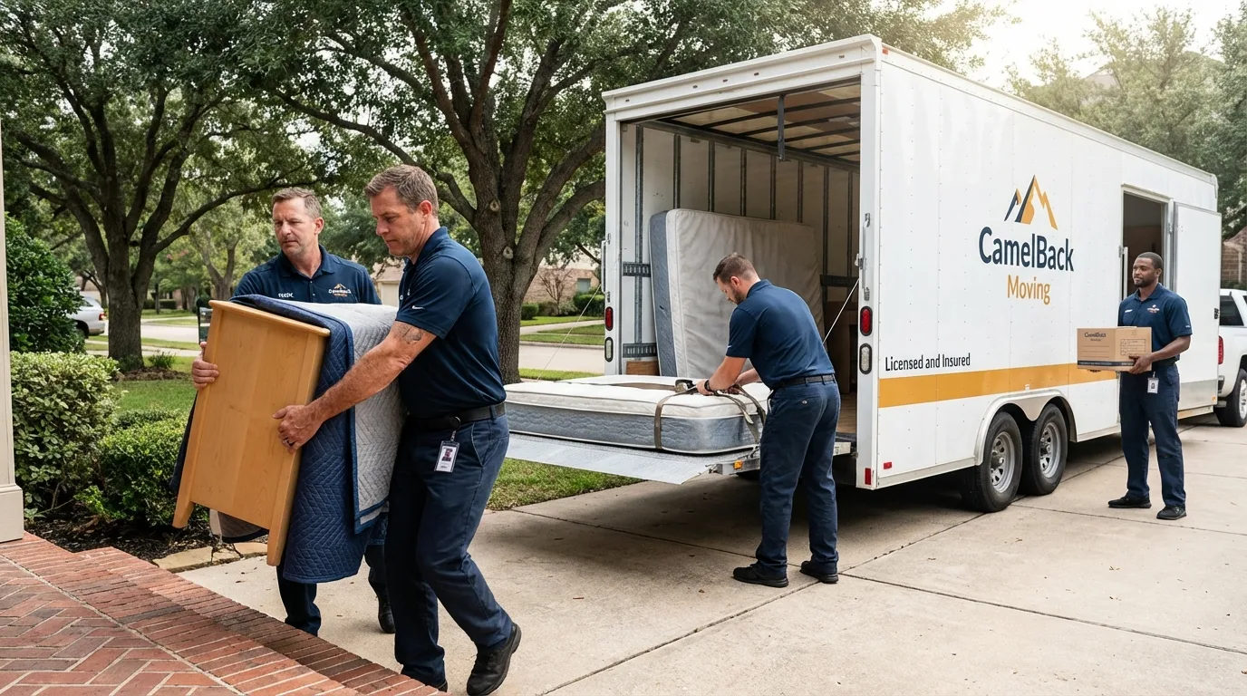 Crew loading residential truck for cross-state move from Millinocket, ME